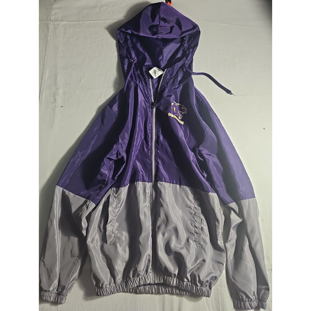 PEL Athletic Panthers Hooded Windbreaker Jacket Purple Gray Men's Small S